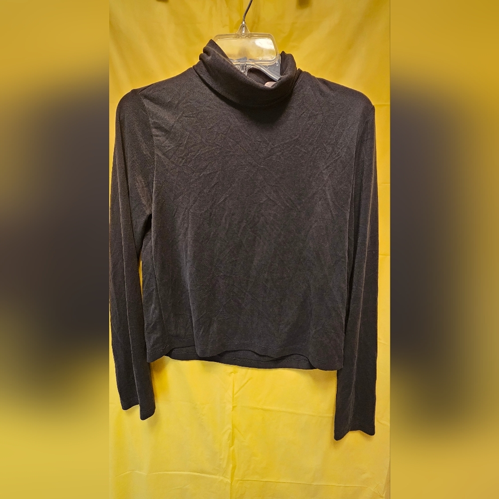FOREVER 21 Women's black sheer long sleeves dress blouse S